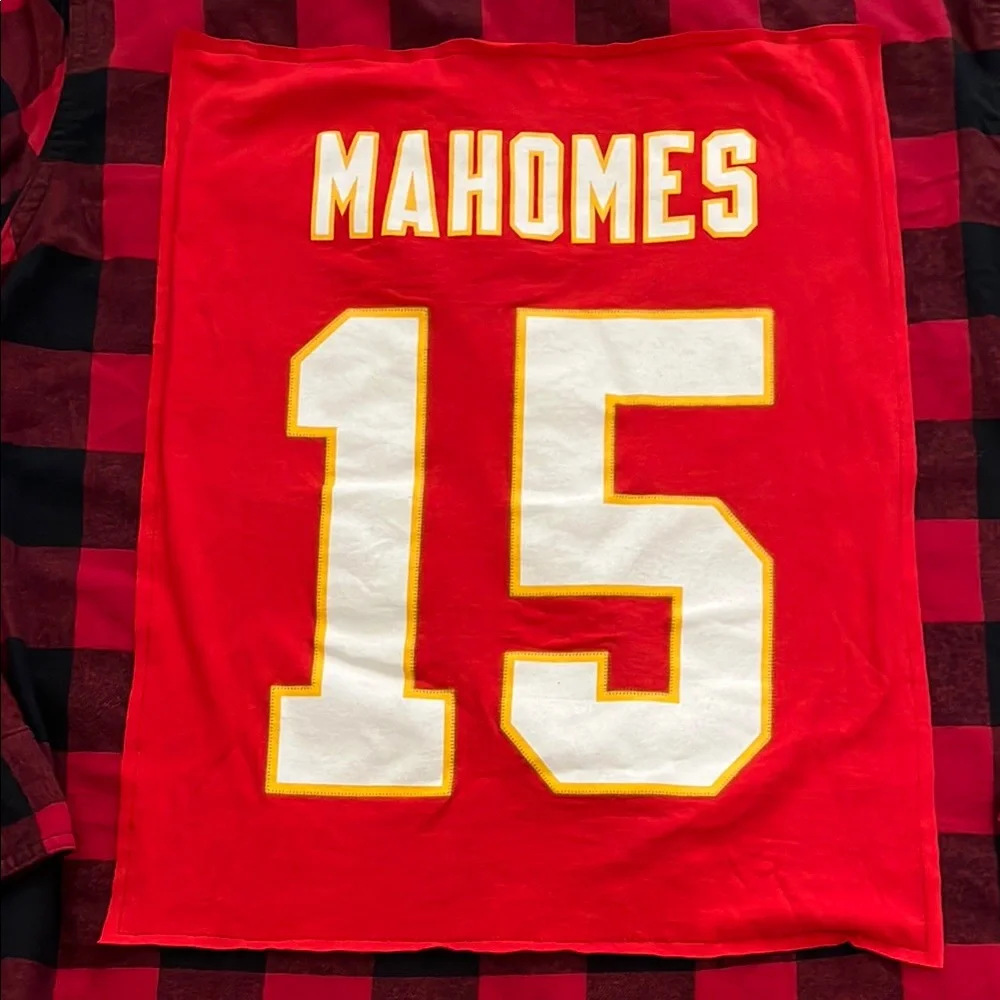 Kansas City Chiefs Mahomes 15 Flannel Shirt upcycled unisex size XXL - Picture 3 of 7